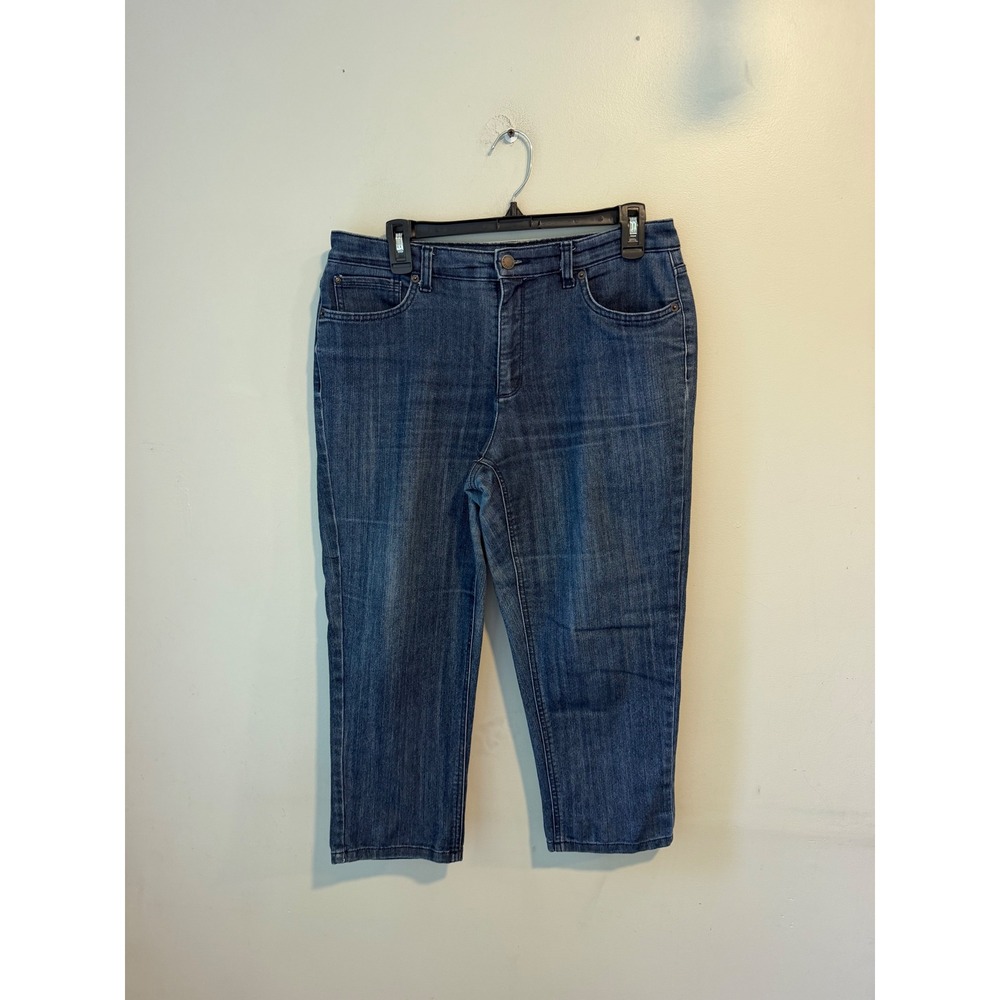 Jones New York Signature Lexington Capri Jeans Dark Wash Stretch Denim Size 10